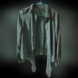 cover stitched sheer blouse